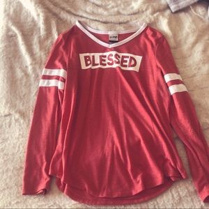 Blessed red and white oversized long sleeve